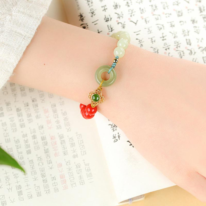 Natural Cinnabar Jade Blessing Bracelet - image 4