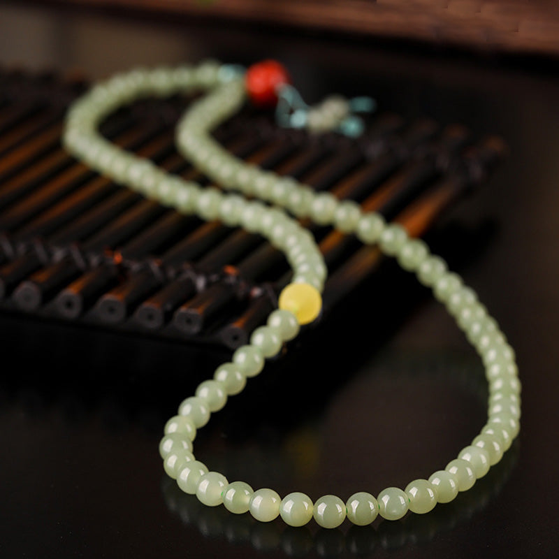 Buddha Stones Jade Red Agate Amber Laughing Buddha Prosperity Bracelet - image 4