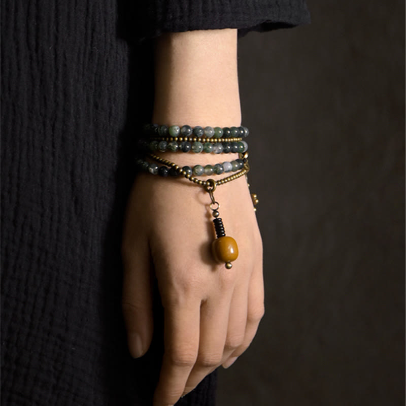 Buddha Stones Moss Agate Copper Lucky Multilayer Bracelet - image 4