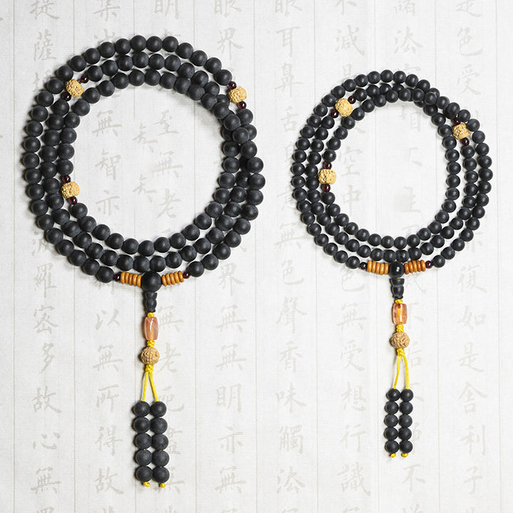 Buddha Stones Tibetan Mala Cypress Bodhi Seed Red Agate Healing Bracelet - image 12