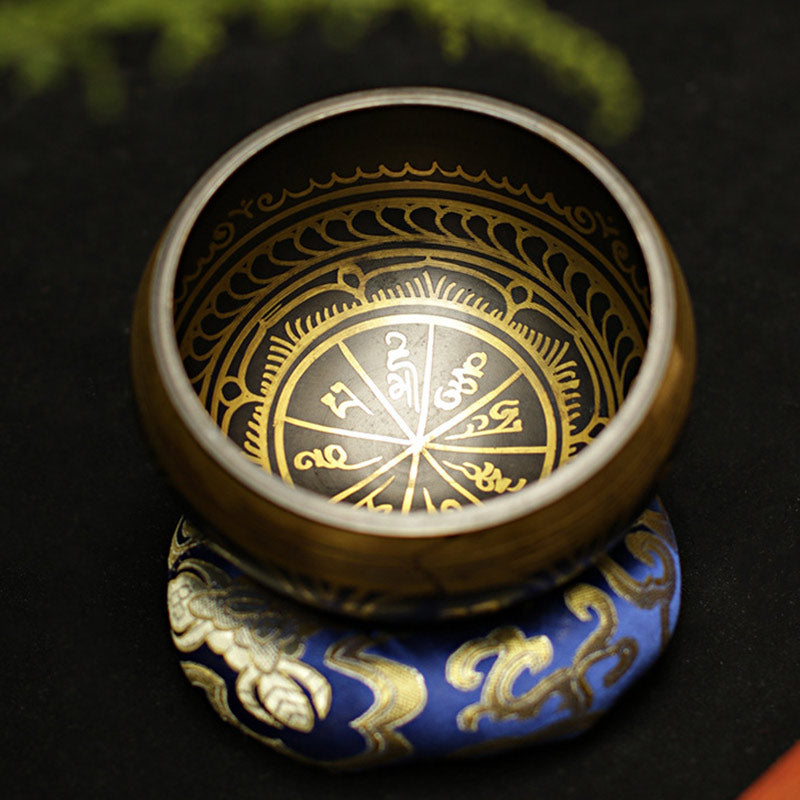 Buddha Stones Tibetan Meditation Sound Bowl Handcrafted for Healing and Mindfulness Support Protection Singing Bowl Set - image 2