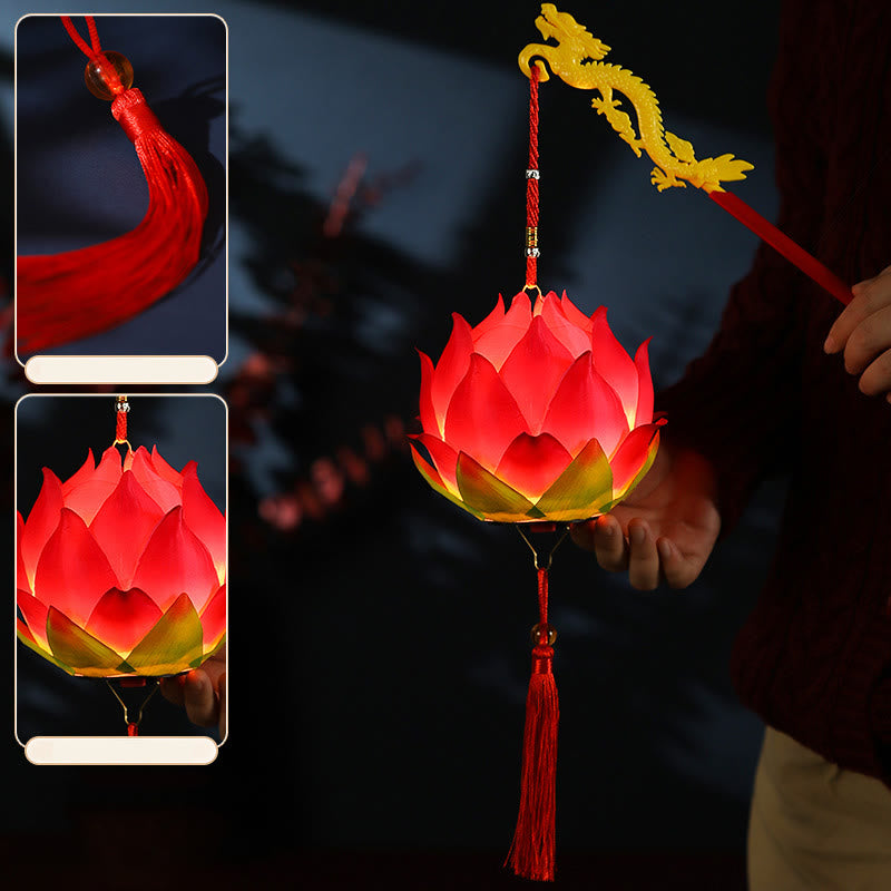Buddha Stones DIY Lotus Flower Dragon Lantern Tassel Lamp Decoration - image 15