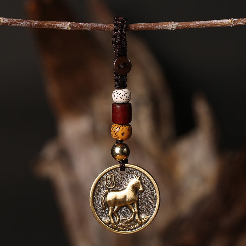 Chinese Zodiac Copper Luck Keychain Decoration - Horse - image 7