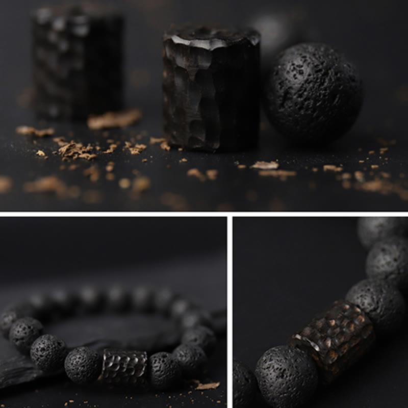 Buddha Stones Lava Rock Ebony Wood Tiger Eye Healing Bracelet - image 11
