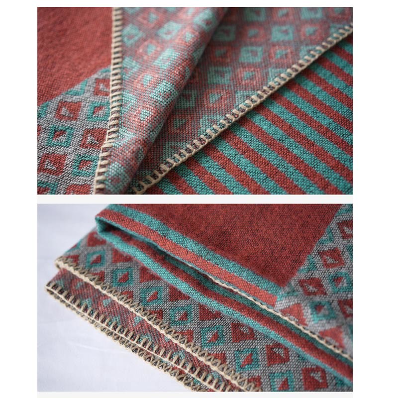 Buddha Stones Tibetan Shawl Striped Diamond Pattern Winter Warm Soft Scarf - image 6