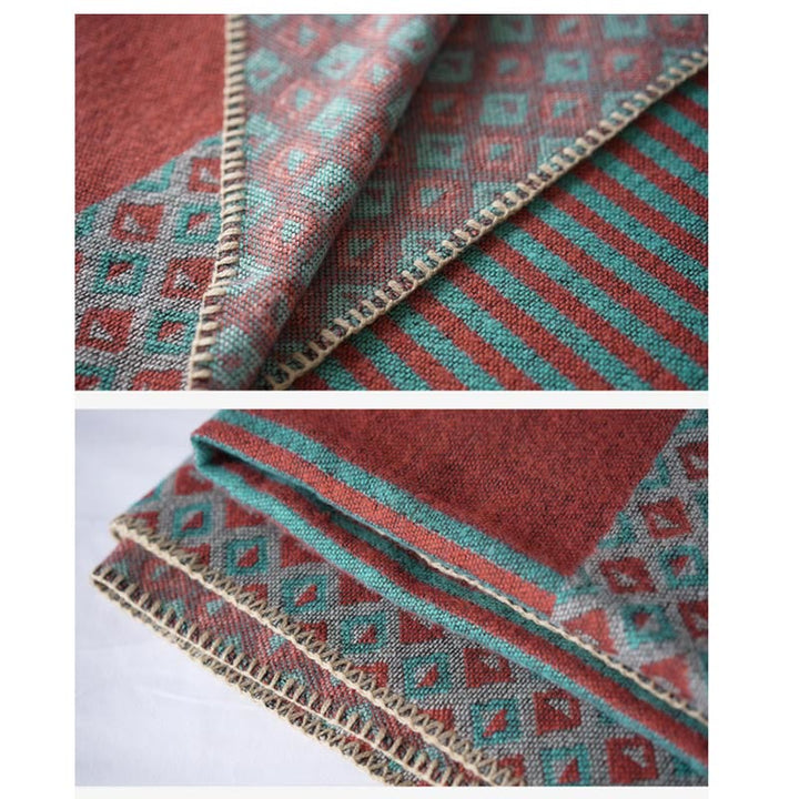 Buddha Stones Tibetan Shawl Striped Diamond Pattern Winter Warm Soft Scarf - image 6