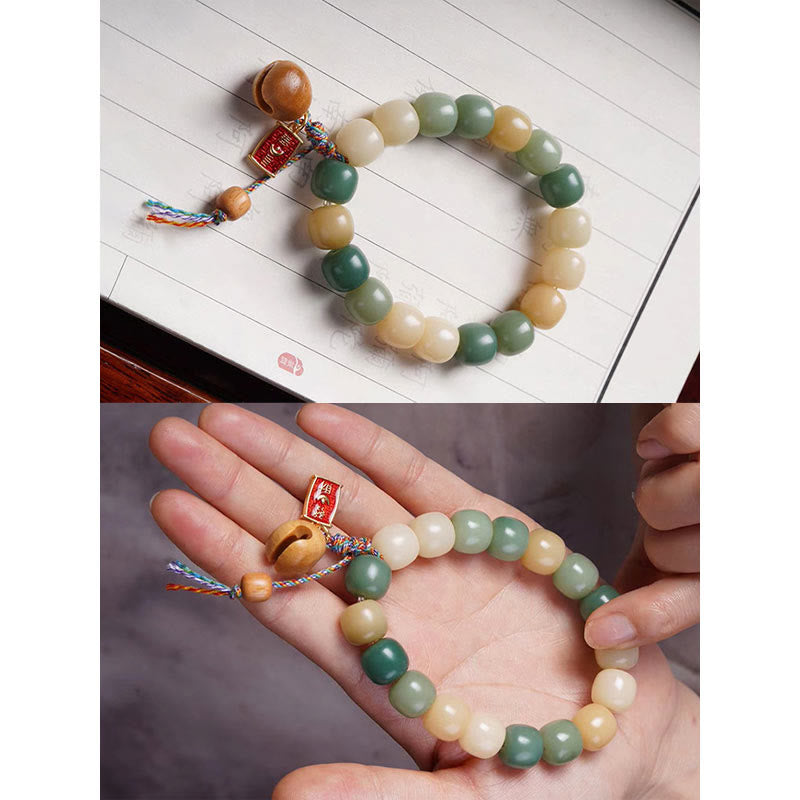 Buddha Stones Natural Gradient Bodhi Seed Wisdom Wooden Fish Drum Charm Bracelet - image 6