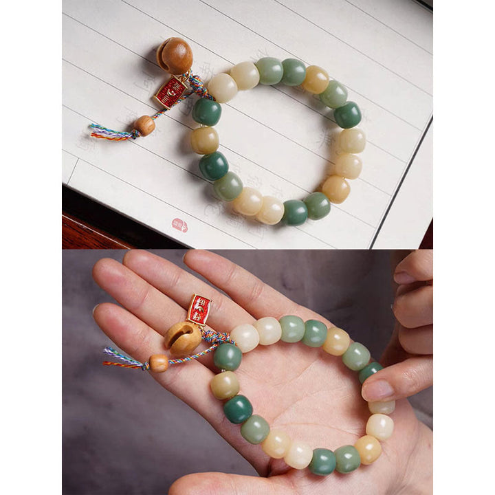 Buddha Stones Natural Gradient Bodhi Seed Wisdom Wooden Fish Drum Charm Bracelet - image 6