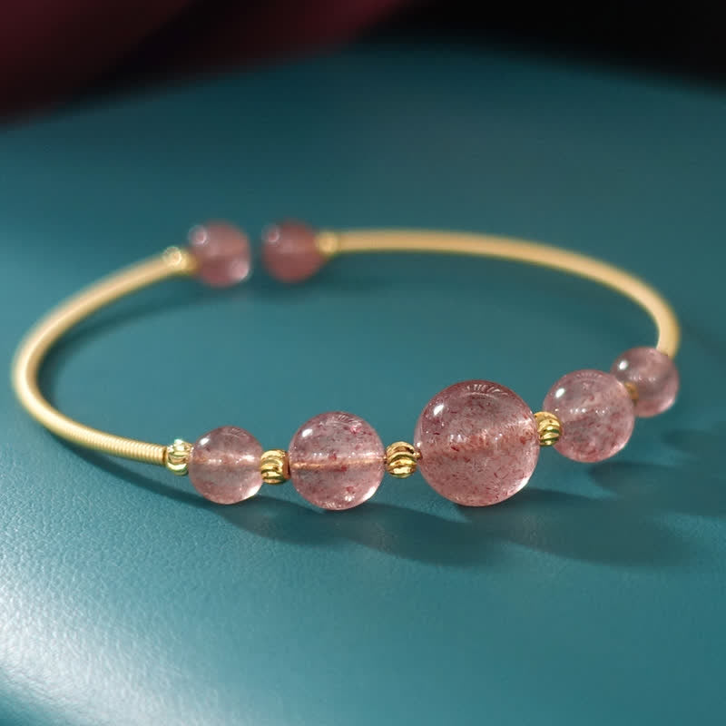 Buddha Stones Natural Strawberry Quartz Love Healing Bracelet Bangle - image 3