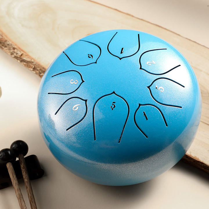 Buddha Stones Steel Tongue Drum Sound Healing Meditation Lotus Pattern Drum Kit 8 Note 6 Inch Percussion Instrument - Blue - image 16