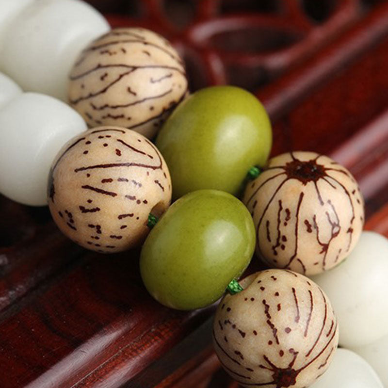 Buddha Stones White Jade Bodhi Lotus Mala Harmony Necklace Bracelet - image 11