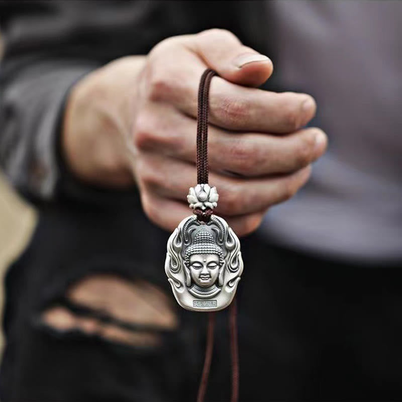 Buddha Stones Chinese Zodiac Natal Buddha Om Mani Padme Hum Lotus Compassion Necklace Pendant - image 1