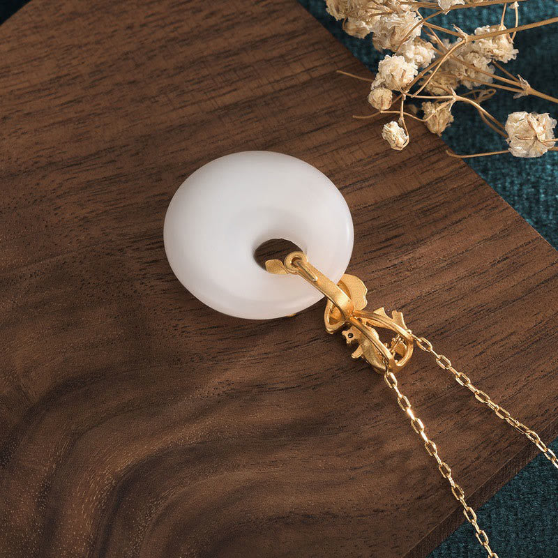 Buddha Stones White Jade Koi Fish Wealth Prosperity Necklace Pendant - image 3