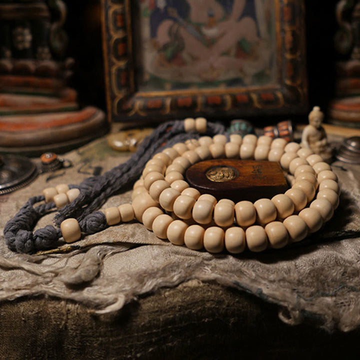 Buddha Stones 108 Mala Beads Abelia Biflora Wood Warding Off Evil Spirits Wrist Mala - image 7