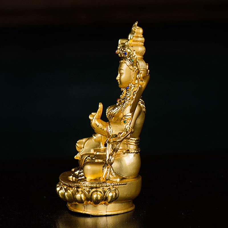 Buddha Stones Bodhisattva White Tara Hope Protection Gold Plated Statue Decoration - image 6