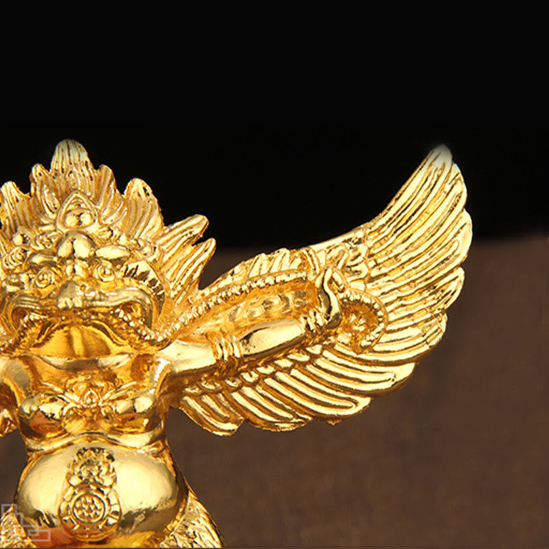 Buddha Stones Tibetan Gold Garuda Bird Alloy Protection Home Decoration - image 8