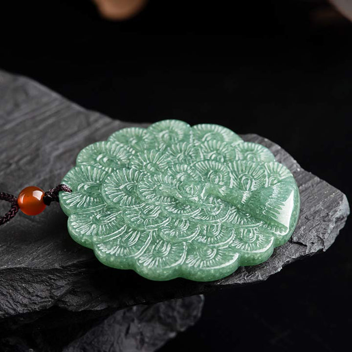 Natural Jade Peacock Luck Prosperity Necklace Pendant - image 6