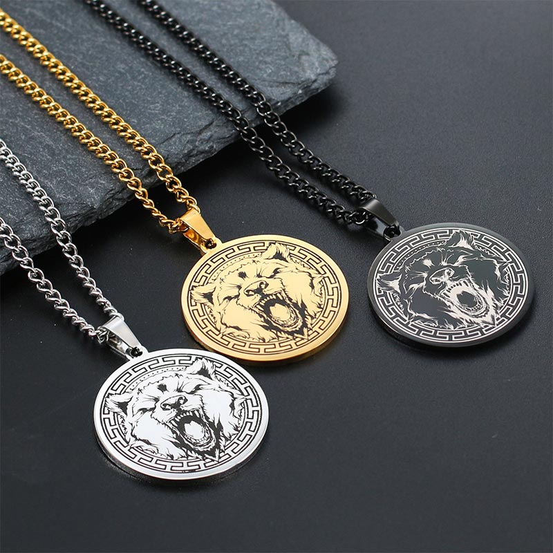 Buddha Stones Animal Titanium Steel Chain Necklace Protection Pendant - image 1