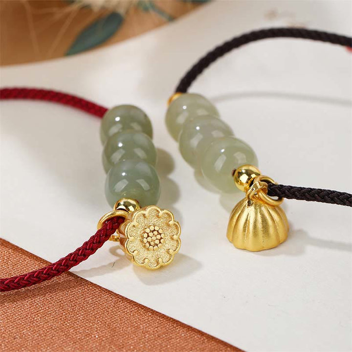 Buddha Stones Handmade Hetian Jade Bead Lotus Pod Prosperity Luck Braided Bracelet - image 7