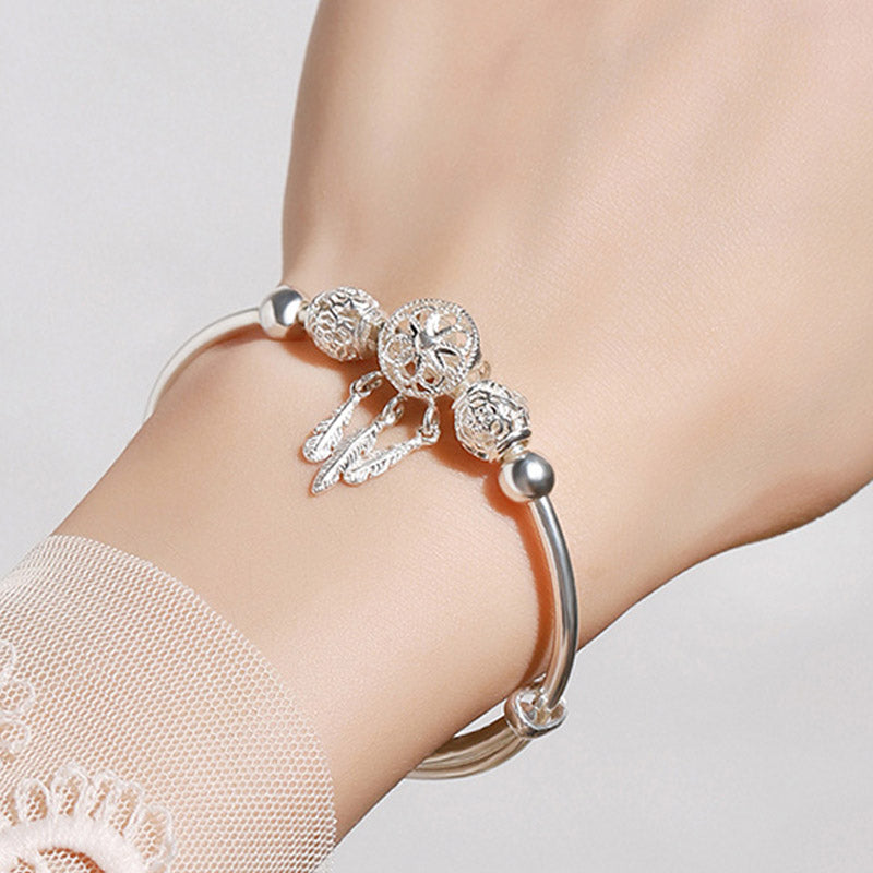 Buddha Stones Tibetan White Copper Blessing Dream Catcher Charm Bracelet - image 2