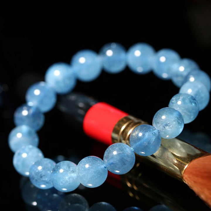Buddhastoneshop Aquamarine Beads Peace Healing Bracelet - image 4