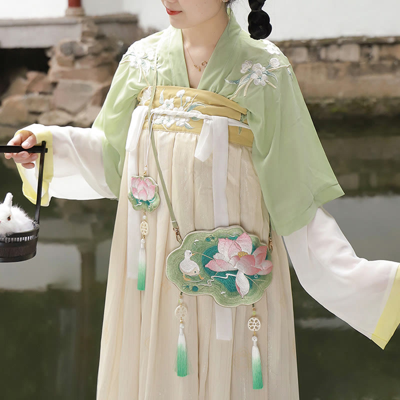 Buddha Stones Luck Embroidery Lotus Koi Fish Rabbit Flower Hanfu Bag Crossbody Bag Shoulder Bag - image 9