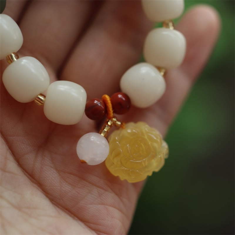 Buddha Stones Gradient Bodhi Seed Amber Lotus Peace Bracelet - image 4