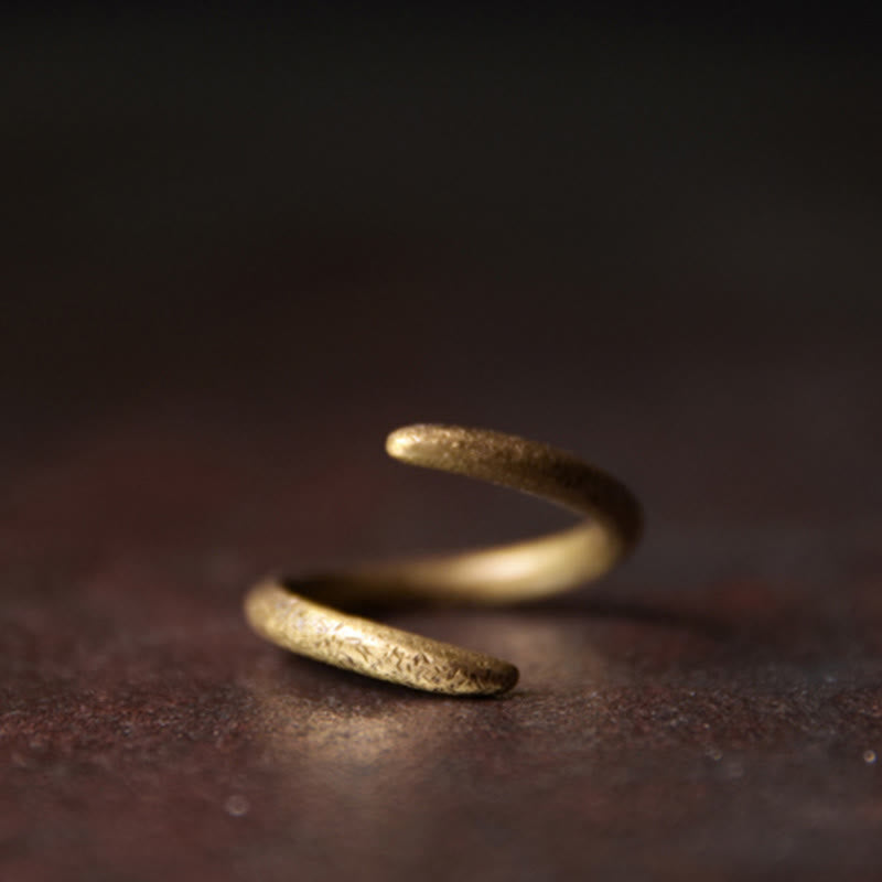 Buddha Stones Simple Design Copper Luck Adjustable Ring - image 1