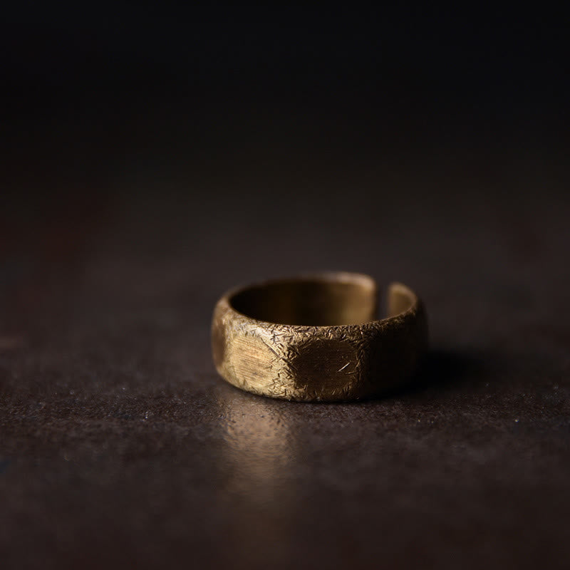 Buddha Stones Tibetan Simple Design Copper Brass Frosted Wealth Ring - 6mm - 56.2mm - image 1