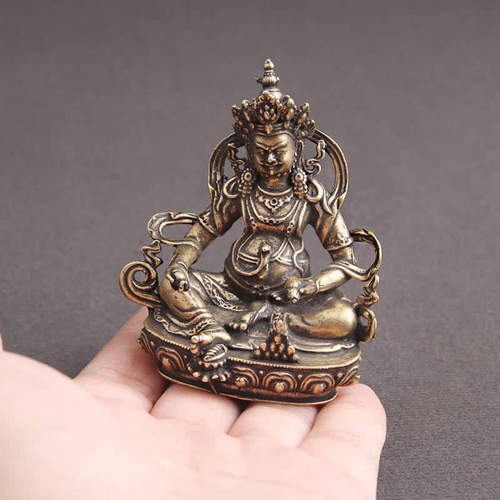 Buddha Stones Yellow Jambhala Bodhisattva Figurine Serenity Copper Statue Decoration - image 3