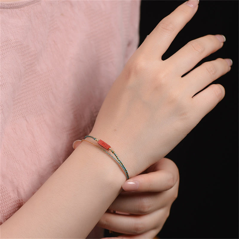 Buddha Stones Handmade Cinnabar As One Wishes Blessing Braid Double Layer Bracelet - image 7