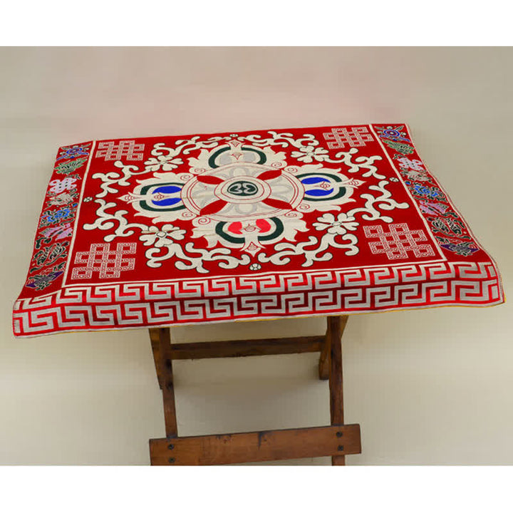 Flower Endless Knot Prayer Altar Mat Healing Meditation 8 Auspicious Symbols Mat Table Runner - image 8