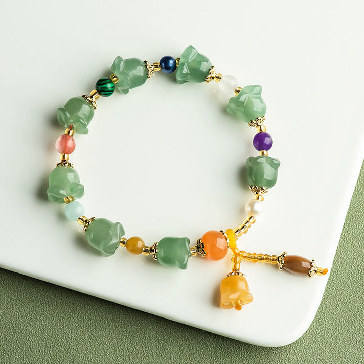 Buddha Stones Green Aventurine Magnolia Flower Luck Bracelet - image 1