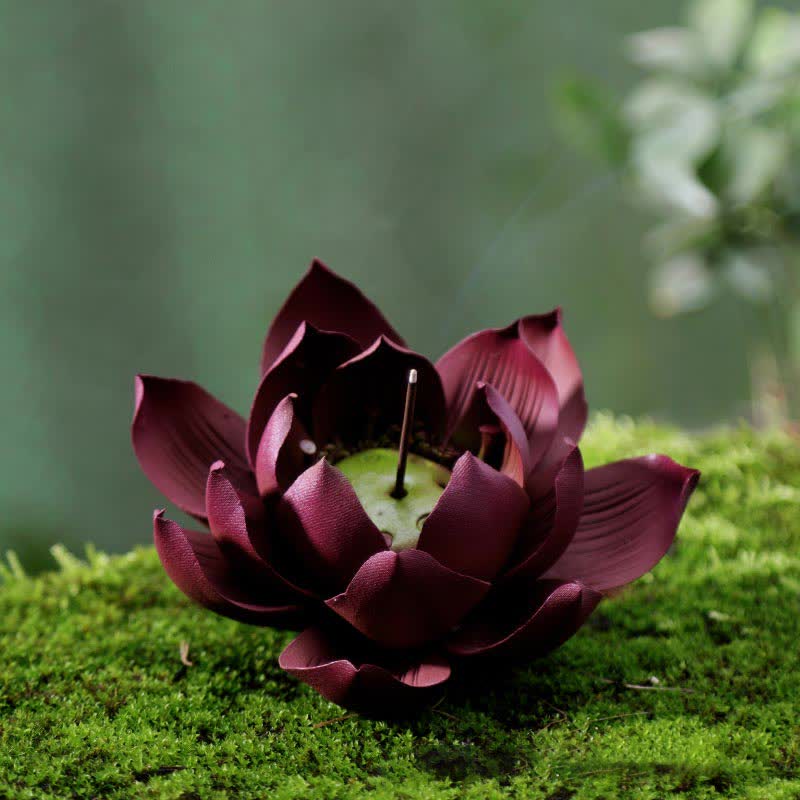 Buddha Stones Tibetan Lotus Positive Peace Incense Burner Decoration - image 1