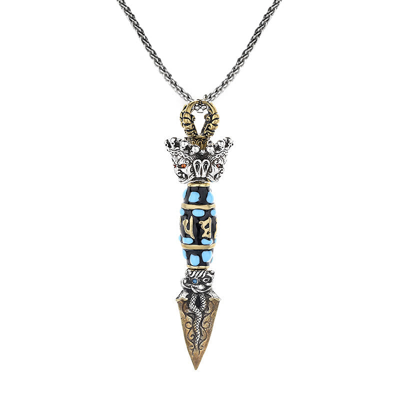 Buddha Stones Tibet Om Mani Padme Hum Dzi Bead Dorje Vajra Pattern Wealth Rotatable Necklace Pendant - image 9