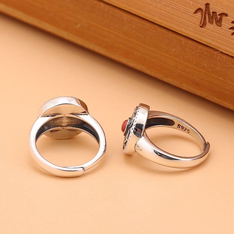 Buddha Stones Tibetan Om Mani Padme Hum Peace Rotatable Ring - image 17