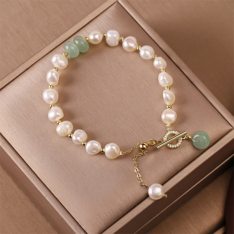 Buddha Stones Pearl Green Strawberry Quartz Bead Healing Chain Bracelet - image 9