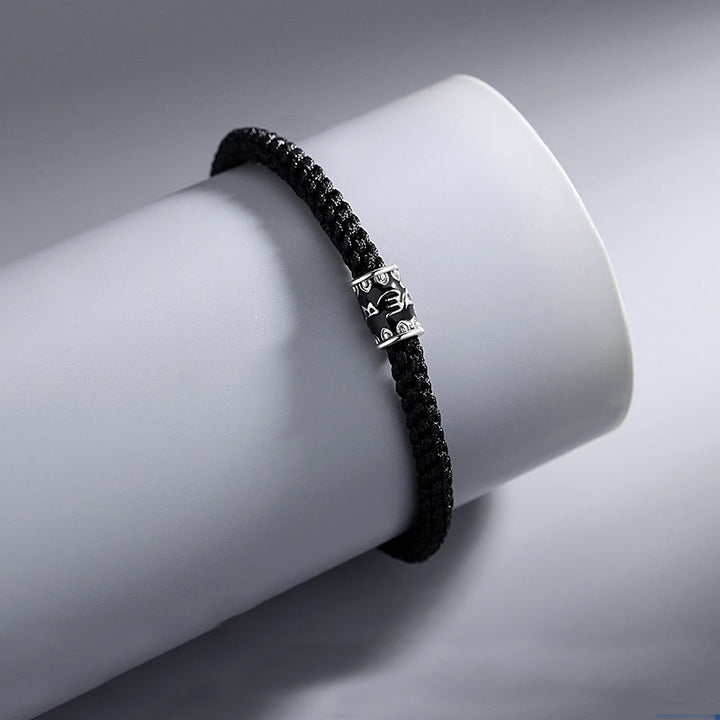 Buddha Stones 925 Sterling Silver Om Mani Padme Hum Peace Braided Bracelet - image 1