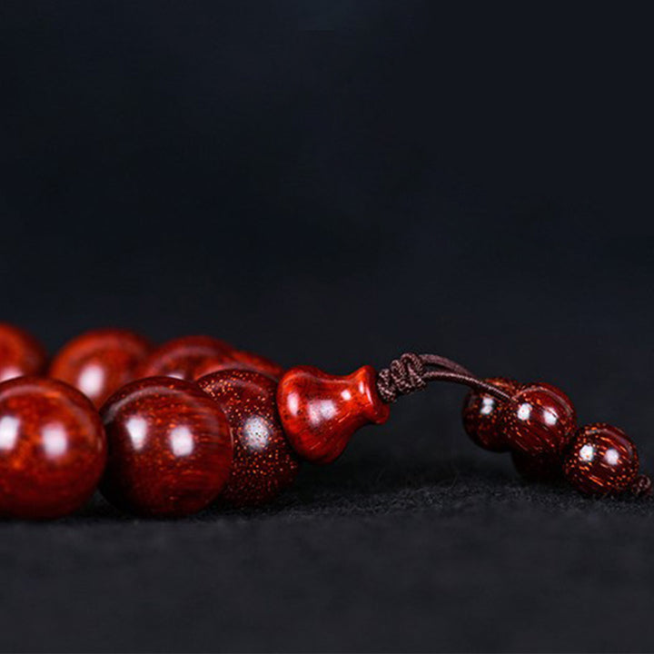 Buddha Stones Tibetan Small Leaf Red Sandalwood Balance Bracelet - image 17