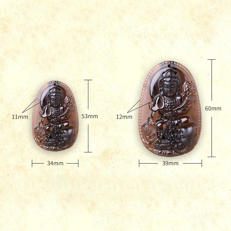 Buddha Stones Chinese Zodiac Obsidian Protection Necklace - image 10