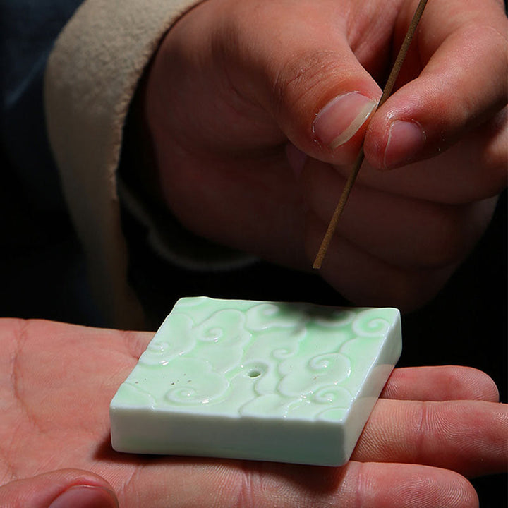 Buddha Stones Mini Auspicious Clouds Design Healing Stick Ceramic Small Incense Burner Decoration - image 3