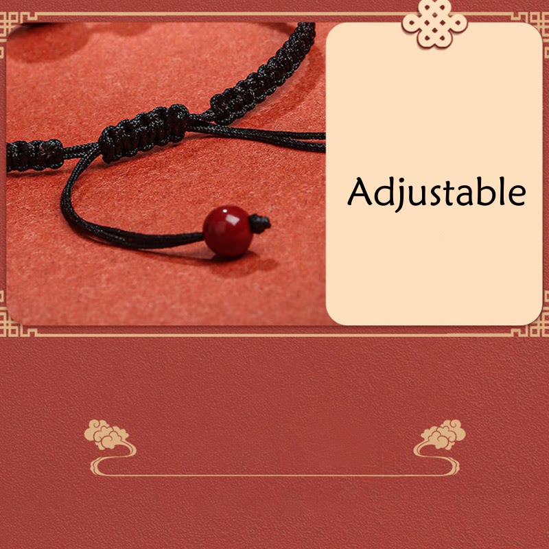 Buddha Stones Natural Cinnabar Peace Buckle Blessing String Bracelet - image 13