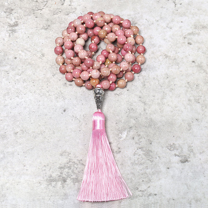 Buddha Stones 108 Mala Rhodonite Beads Yoga Meditation Prayer Beads Bracelet - image 3