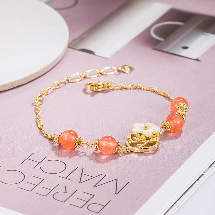 Buddha Stones Red Agate Tridacna Stone Flower Confidence Bracelet - image 4