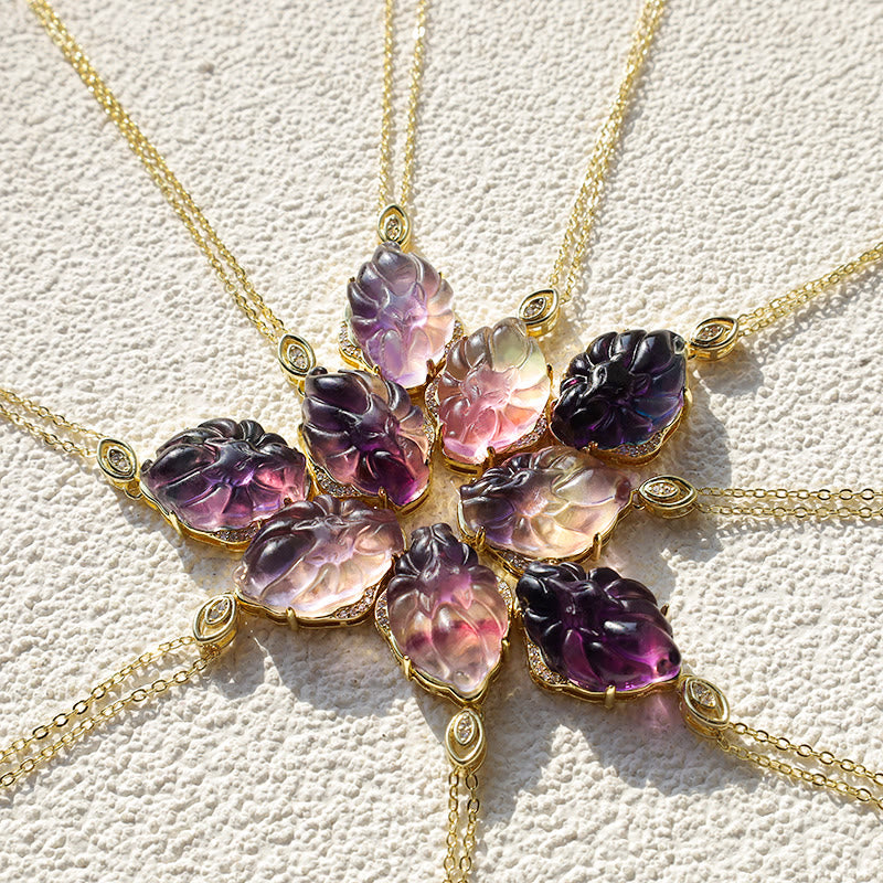 Buddha Stones Natural Colorful Fluorite Nine Tailed Fox Protection Necklace Pendant - image 2