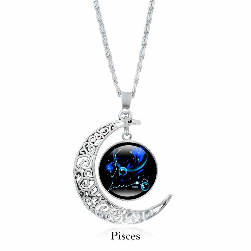 Buddha Stones 12 Constellations of the Zodiac Moon Protection Necklace Chain Pendant - Pisces - image 5