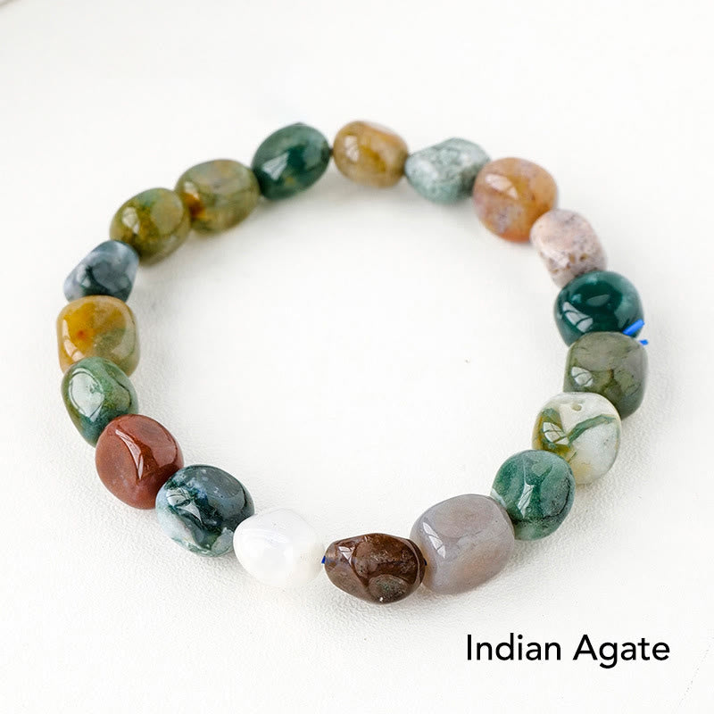 Natural Irregular Shape Crystal Stone Spiritual Awareness Bracelet - Indian Agate - image 53