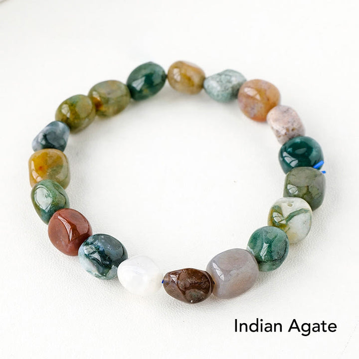 Natural Irregular Shape Crystal Stone Spiritual Awareness Bracelet - Indian Agate - image 53