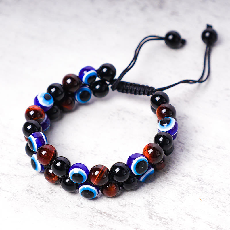 Buddha Stones Evil Eye Hematite Tiger Eye Protection Beaded Bracelet - image 13