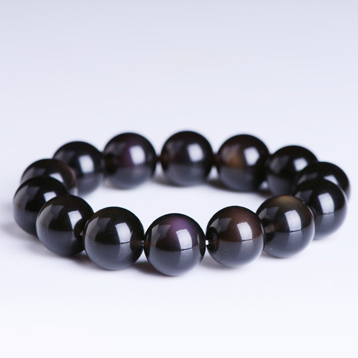 Buddha Stones Natural Rainbow Obsidian Positive Bracelet - image 5